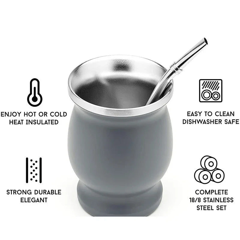 King Mate Tasse à Maté Isotherme en Acier Inoxydable 230 ml
