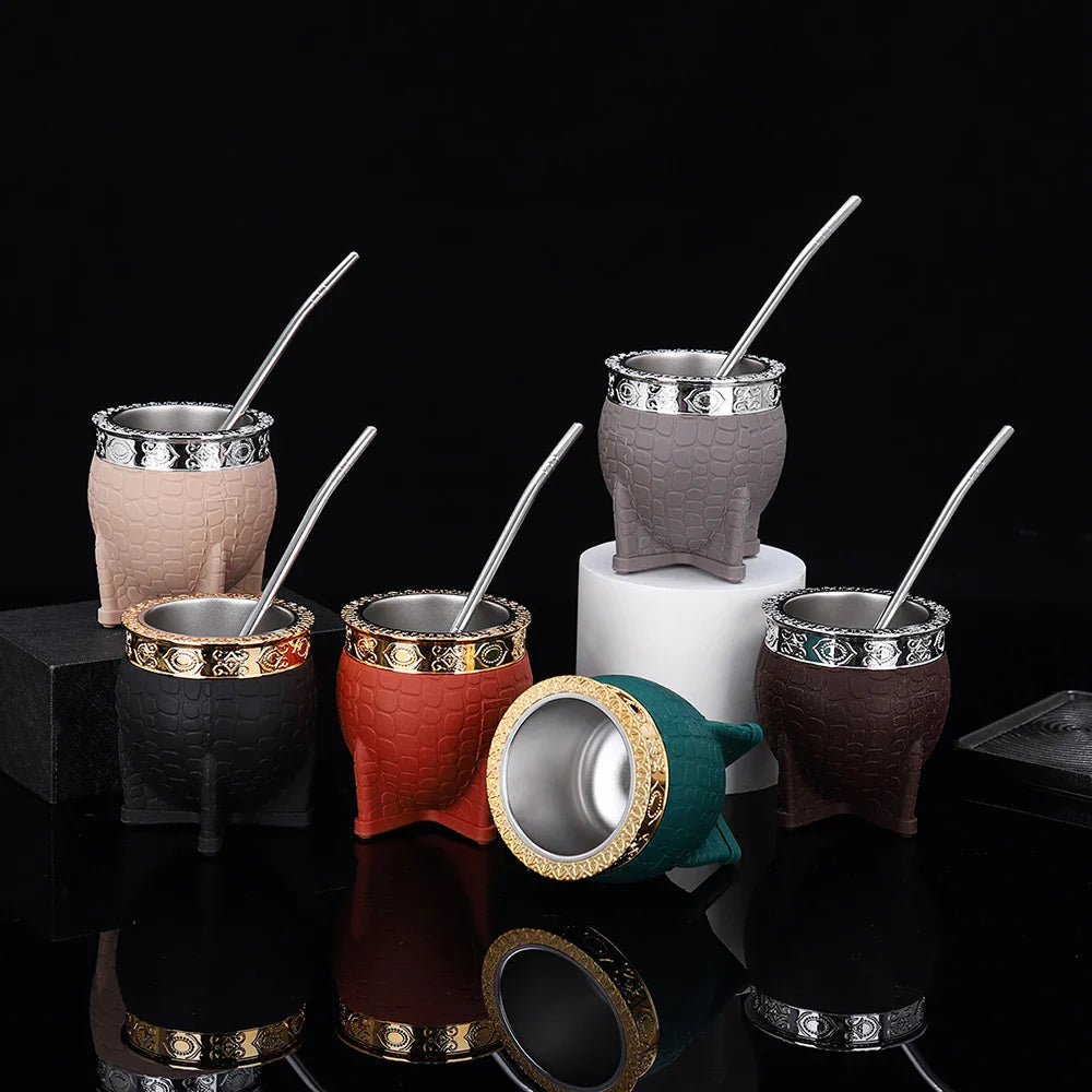 King Mate – Tasse à Maté Artisanale 180 ml avec Revêtement en Cuir et Bombilla