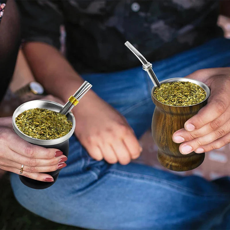 King Mate – Set Maté en Acier Inoxydable Double Paroi avec 2 Bombillas et Brosse de Nettoyage