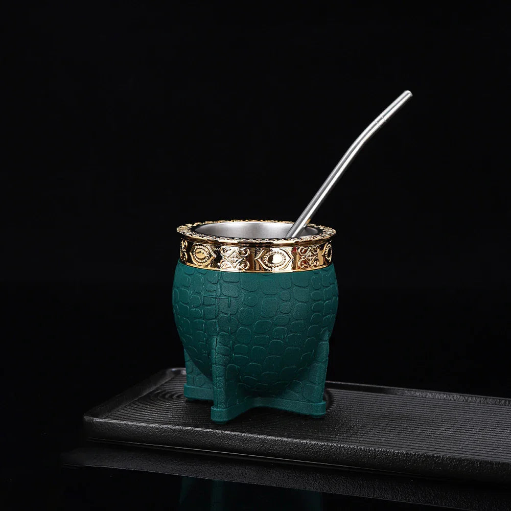 King Mate – Tasse à Maté Artisanale 180 ml avec Revêtement en Cuir et Bombilla