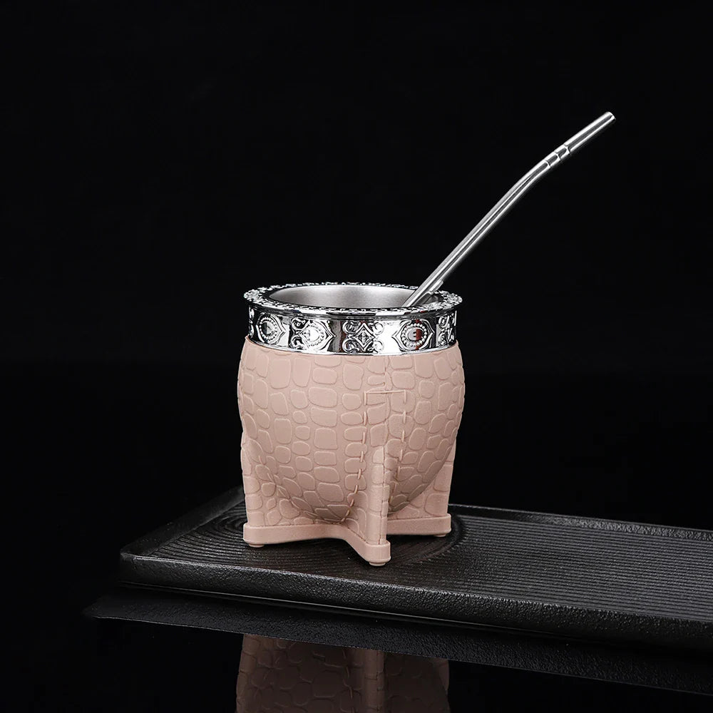 King Mate – Tasse à Maté Artisanale 180 ml avec Revêtement en Cuir et Bombilla