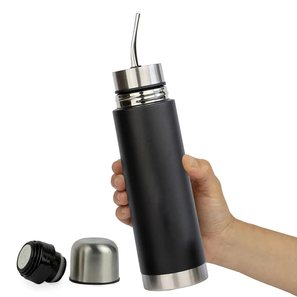 King Mate Bouteille à Maté 2-en-1 en Acier Inoxydable – Thermos à Yerba Mate avec Bombilla Intégrée