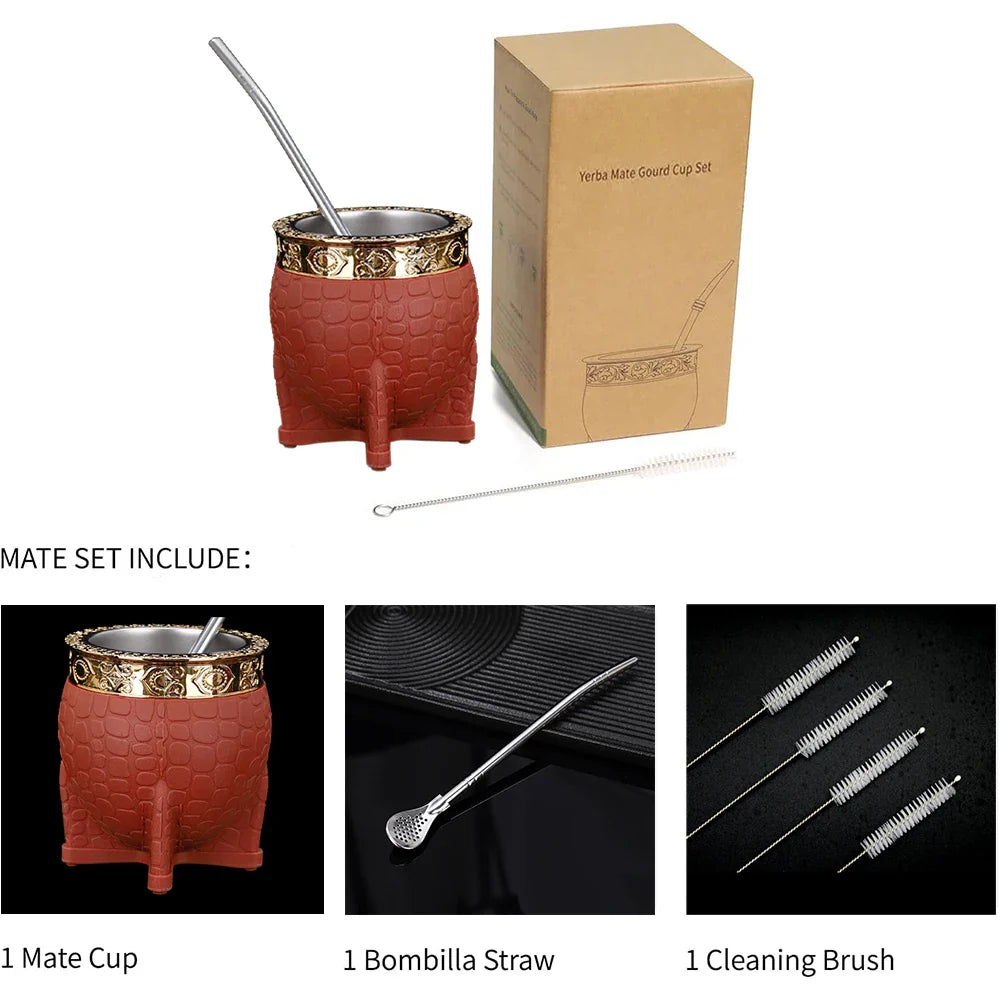 King Mate – Tasse à Maté Artisanale 180 ml avec Revêtement en Cuir et Bombilla