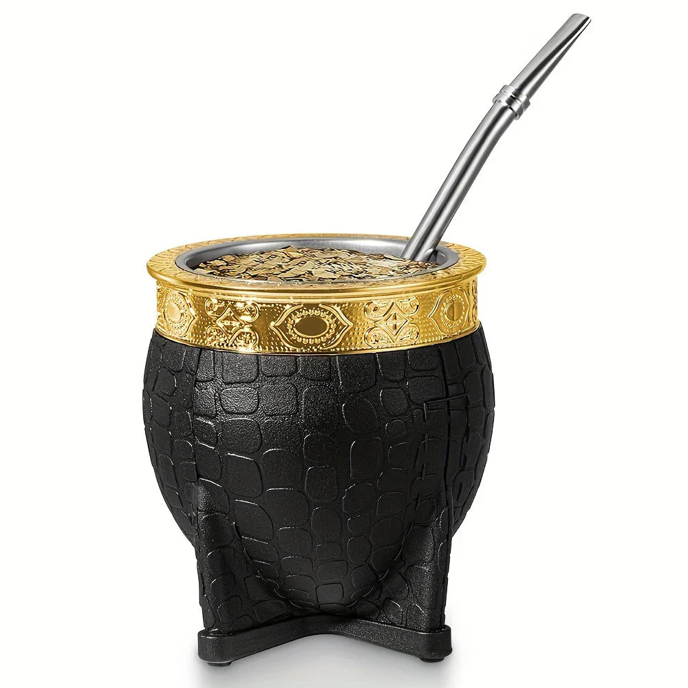 King Mate – Tasse à Maté Artisanale 180 ml avec Revêtement en Cuir et Bombilla