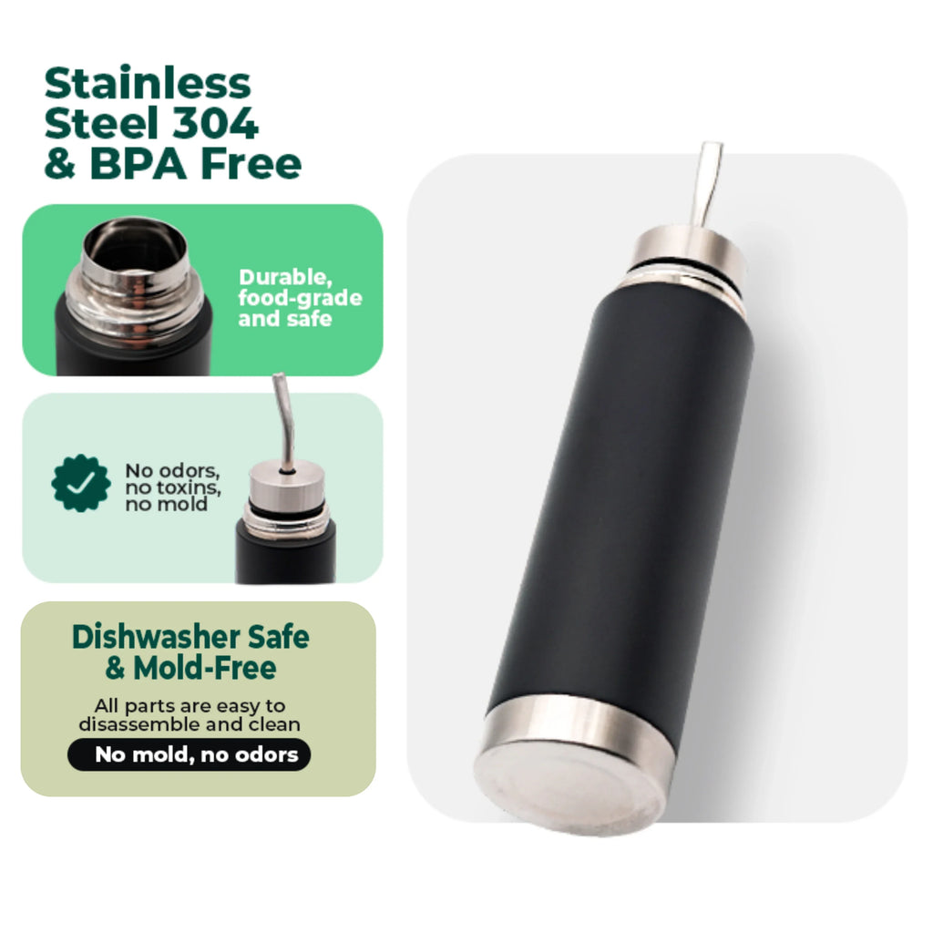 King Mate Bouteille à Maté 2-en-1 en Acier Inoxydable – Thermos à Yerba Mate avec Bombilla Intégrée