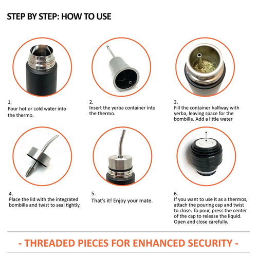 King Mate Bouteille à Maté 2-en-1 en Acier Inoxydable – Thermos à Yerba Mate avec Bombilla Intégrée