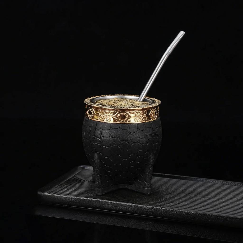 King Mate – Tasse à Maté Artisanale 180 ml avec Revêtement en Cuir et Bombilla