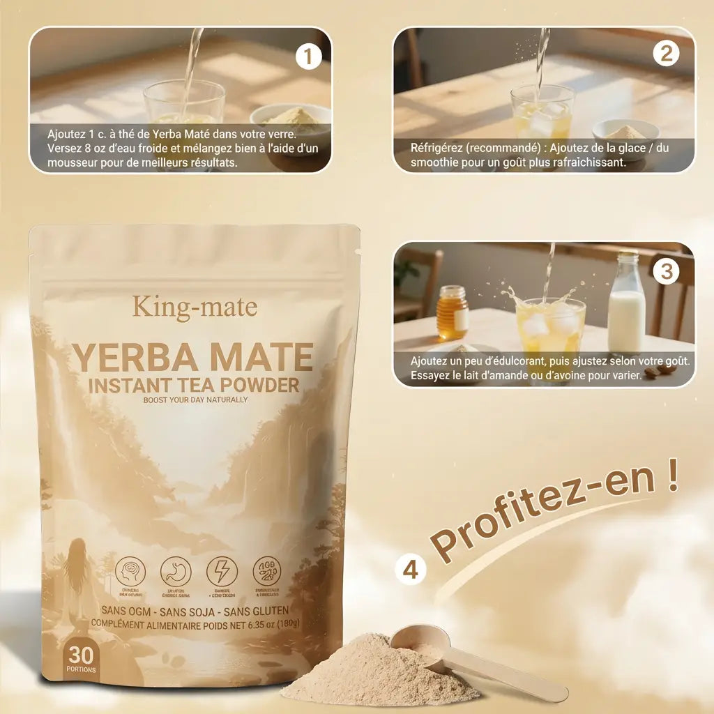 King Mate Yerba Mate Blend – Boisson Instantanée Saveur Pêche Mangue