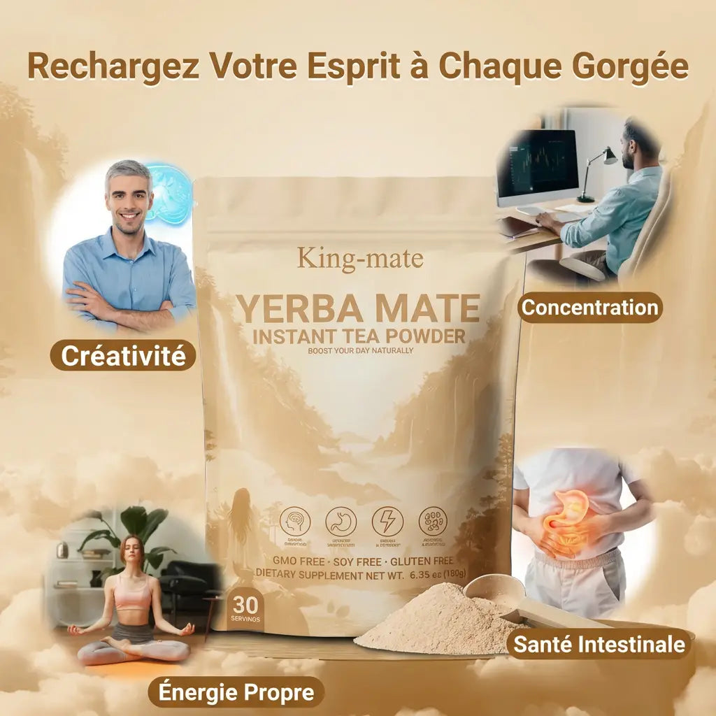 King Mate Yerba Mate Blend – Boisson Instantanée Saveur Pêche Mangue