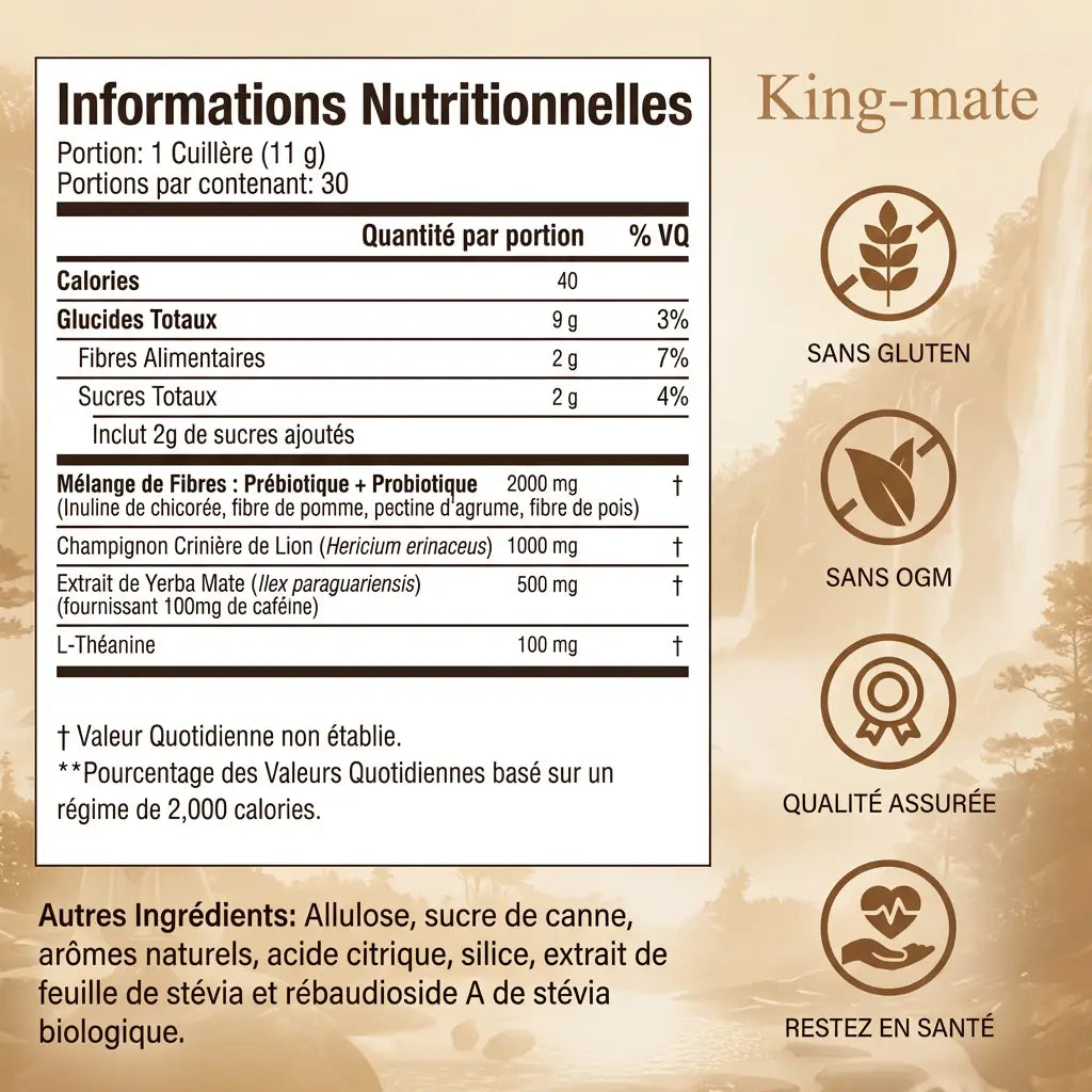 King Mate Yerba Mate Blend – Boisson Instantanée Saveur Pêche Mangue